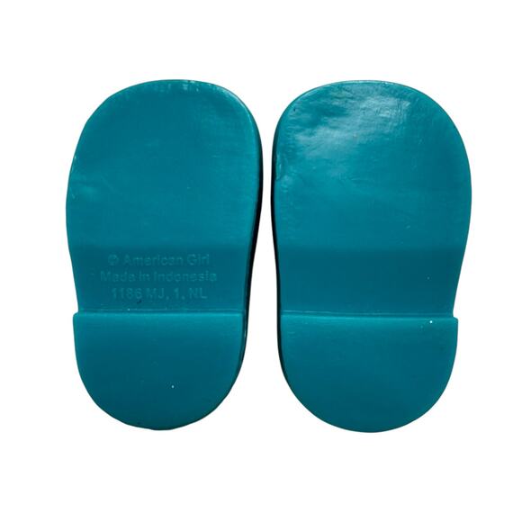AMERICAN GIRL Teal Green Pink Hearts Ballet Flat Shoes for 18" doll - Picture 4 of 4